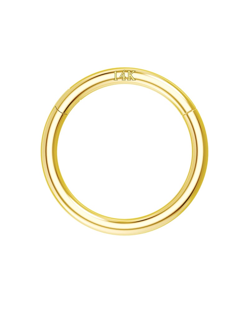 COCHARM 16G 14K Solid Gold 16g Middle Helix Daith Earring Hoop 8mm Hinged Nose Hoop Nose Rings Yellow Gold - Image 1